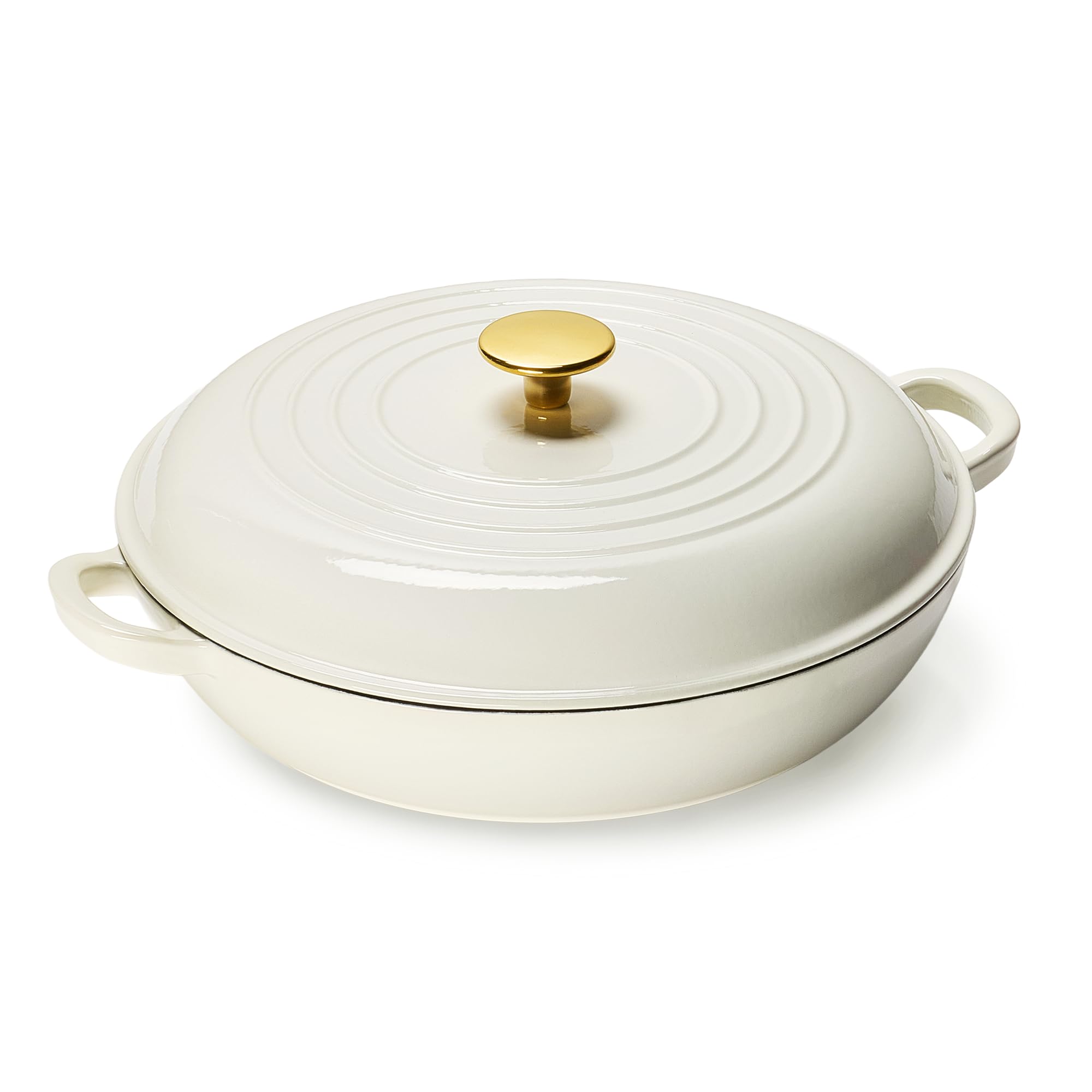 Amazon.com: CAROTE 3.4QT Enameled Cast Iron Braiser Pan, Shallow