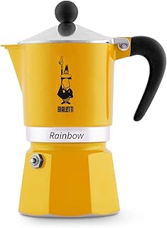 Bialetti Rainbow Caffettiera Colorata, Alluminio, Giallo, 3 Tazze