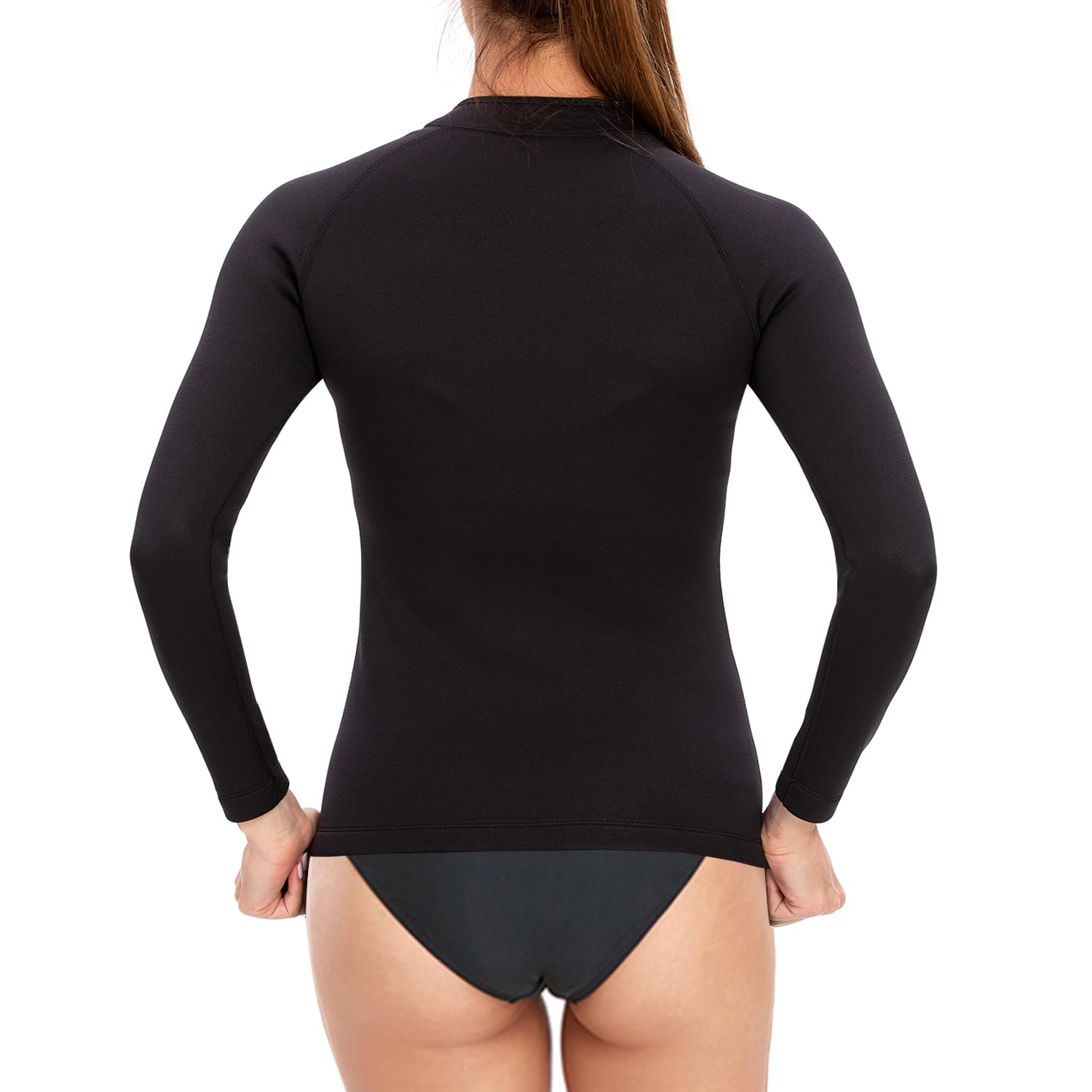Veste de plongée en néoprène de 2 mm pour Femme Veste de Surf à Manches Longues avec Fermeture éclair sur Le Devant Combinaison Sport Nautique de plongée sous Marine Natation Plage Snorkeling