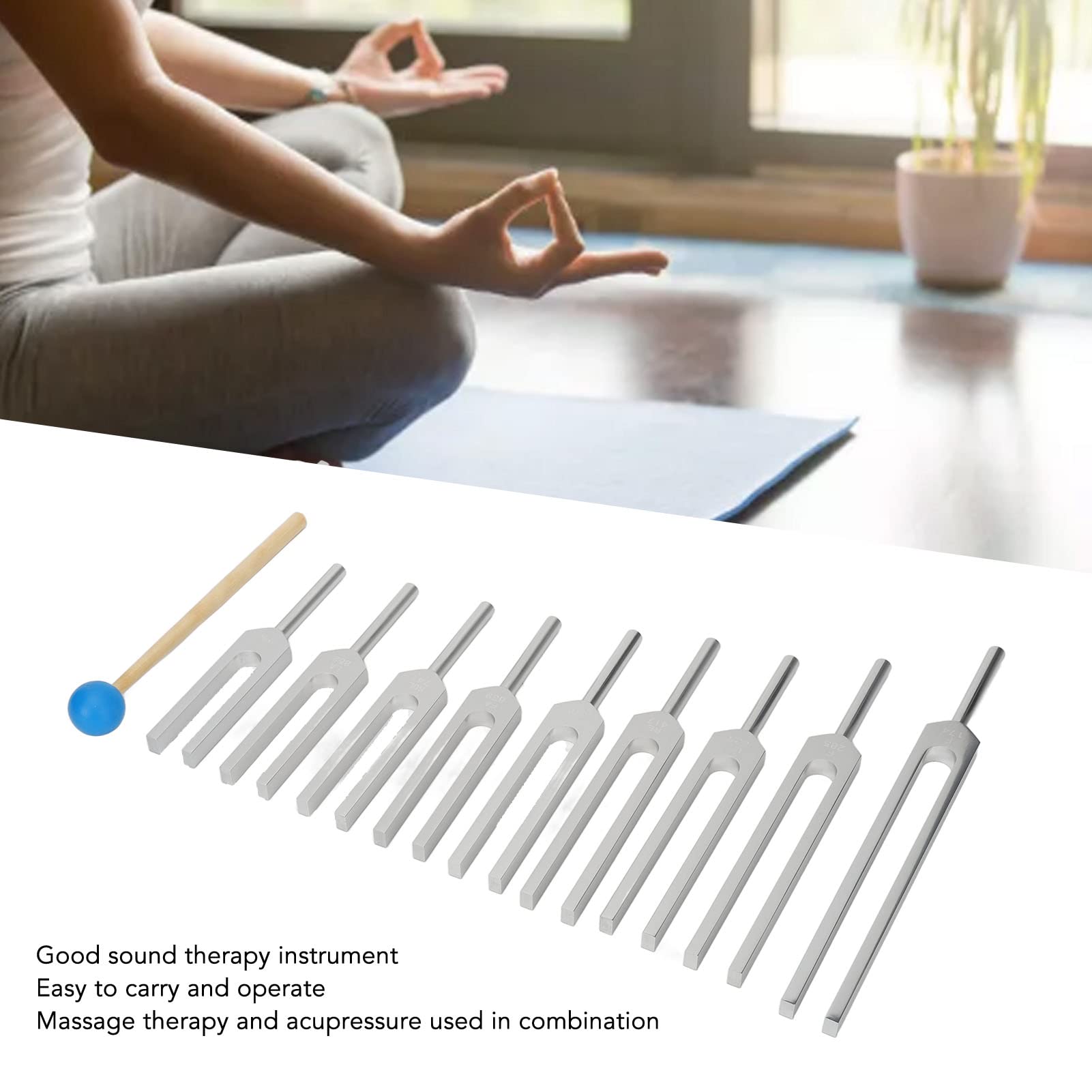 9-teiliges Stimmgabel-Set, 174-963 Hz Tragbar Stimmgabeln mit Beutel,Stimmgabel Set aus Aluminiumlegierung, Chakra-Stimmgabel, Stimmgabel Hammer Set für Meditation,Yoga,Heilung,Klangtherapie