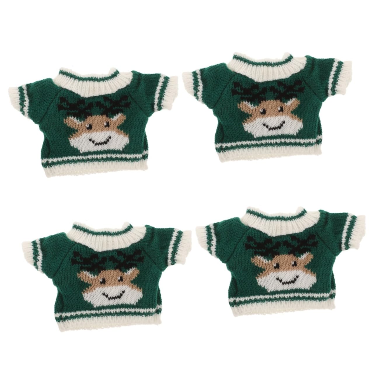 TOYANDONA 4Pcs Sweater Doll Clothes, Wool Yarn Mini Bear Outfits for 14-18 Inch Plush Toys, Elastic Design
