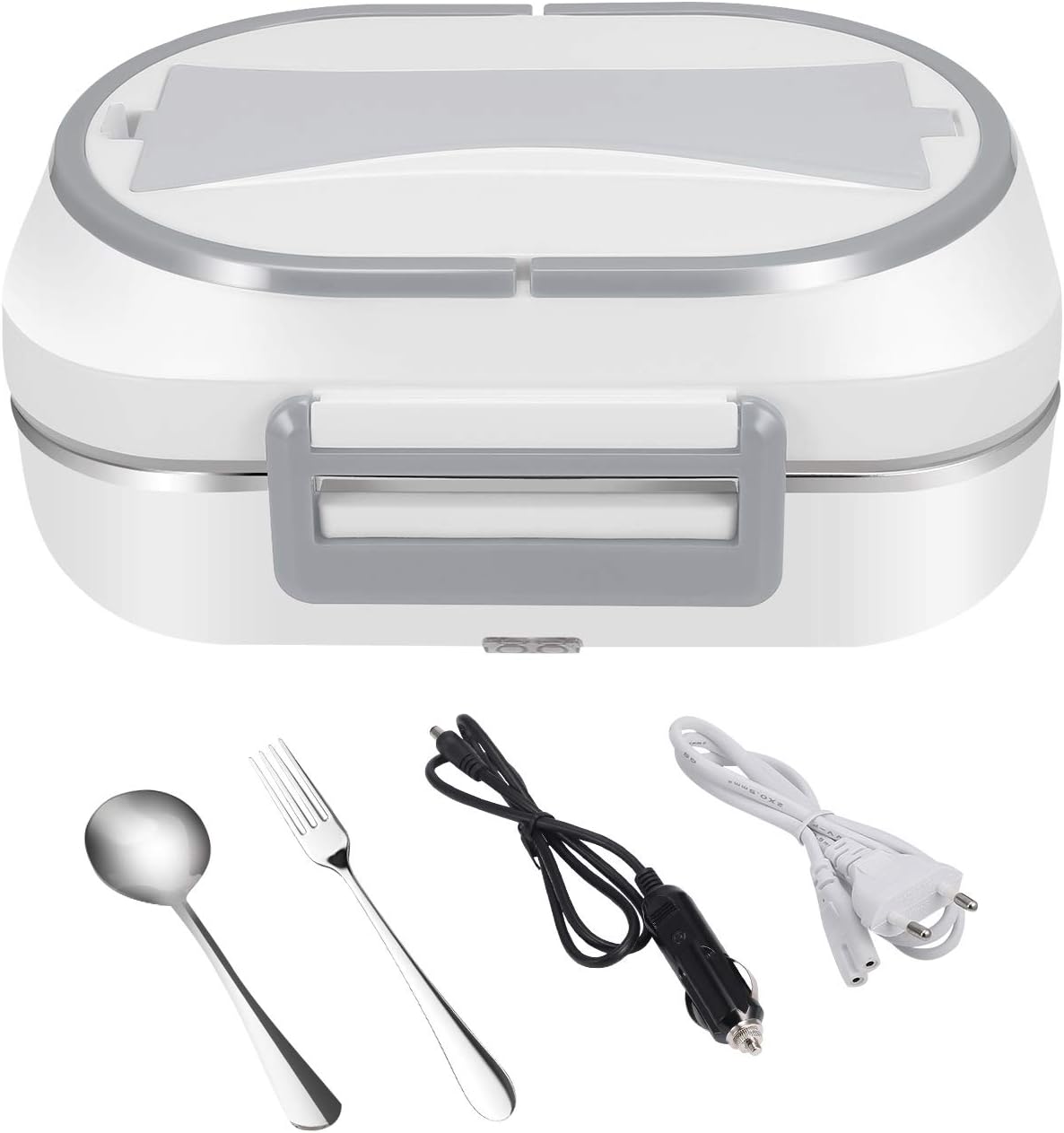 Electric Heating Lunch Box Food Heater Portable Food Warmer for Car Office Home with 304 Stainless Steel Container, 12V and 110V Dual Use