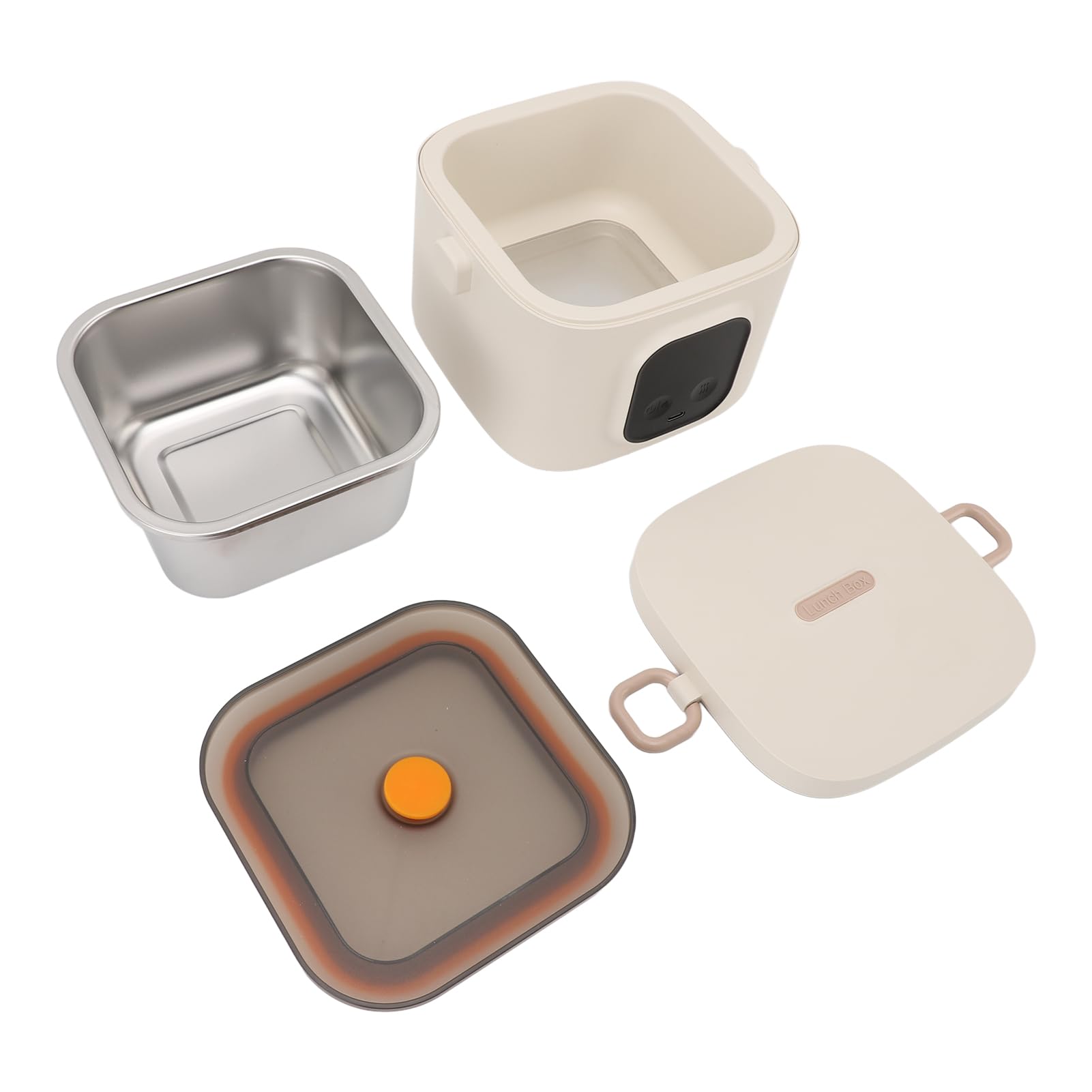 Zerodis Scaldavivande Elettrico Senza Fili Lunch Box 800ml Acciaio Inossidabile 304 con Batteria Ricaricabile 14000mAh e Calore Costante Regolabile per Viaggi Casa Ufficio Lavoro Auto