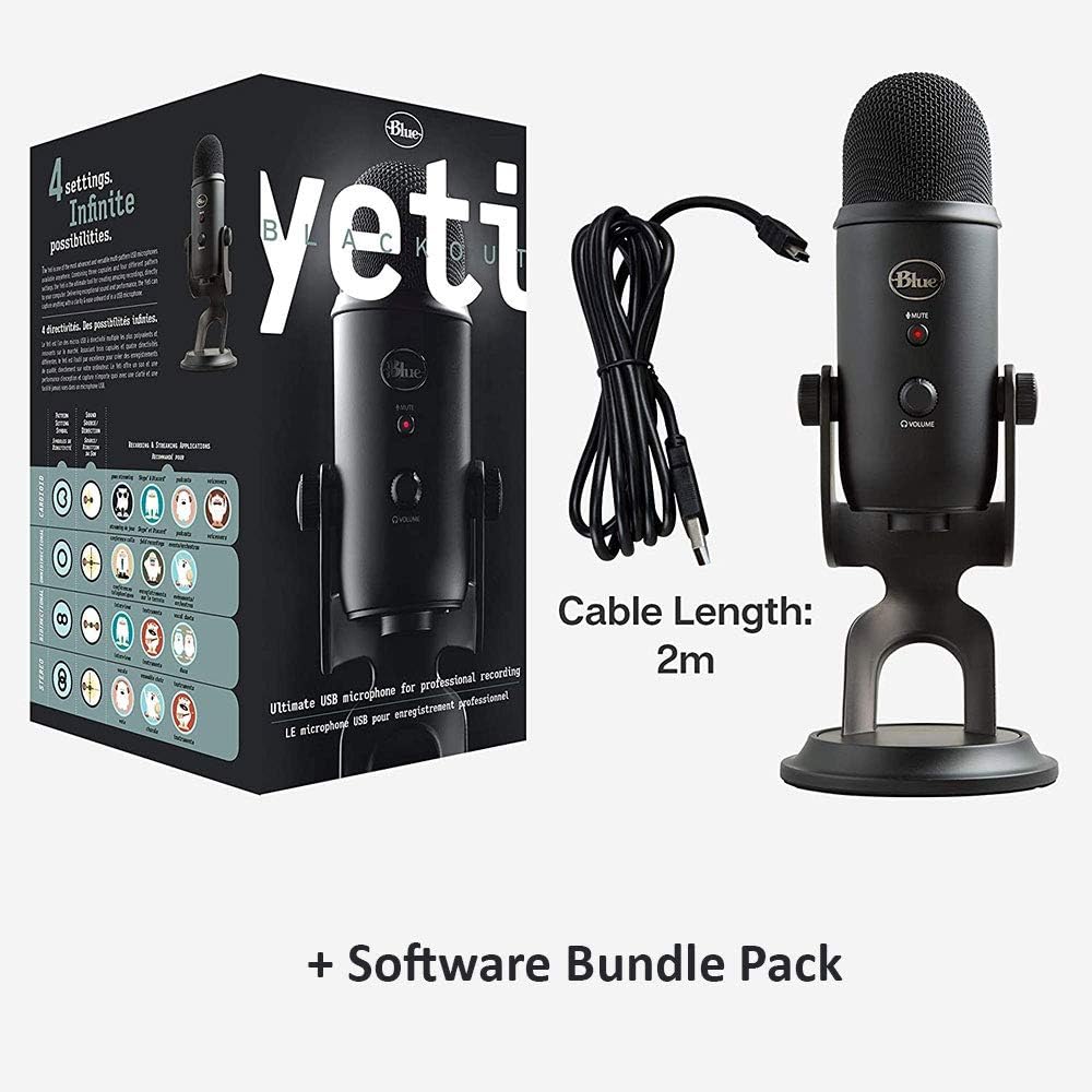 Buy Blue Yeti Blackout Usb Pro Usb Microphone Plus Pack Bundle With Presonus Studioone 5 Artist Daw Izotope Rx Elements Plug In And Groover 3 Tutorials 3 Month Subscription Polsen Headphone Pop Filter