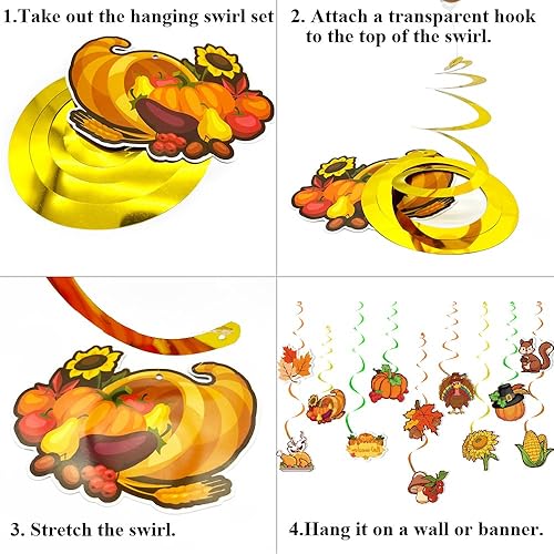 Miniatura 5 de Decoraciones de fiesta temática de Acción de Gracias, pancarta de hoja de arce, mantel de telón de fondo de calabaza de pavo, abanicos de papel