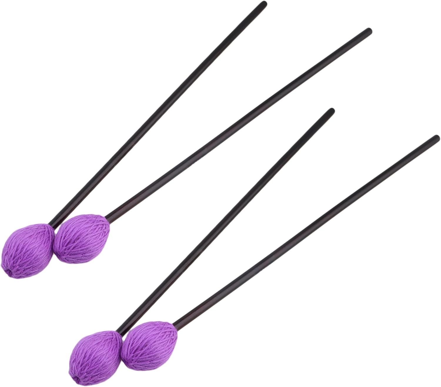 Mxfans 2 Set Soft Yarn Head Marimba Mallets 40mm Purple 16.77 Inch L for Beginner