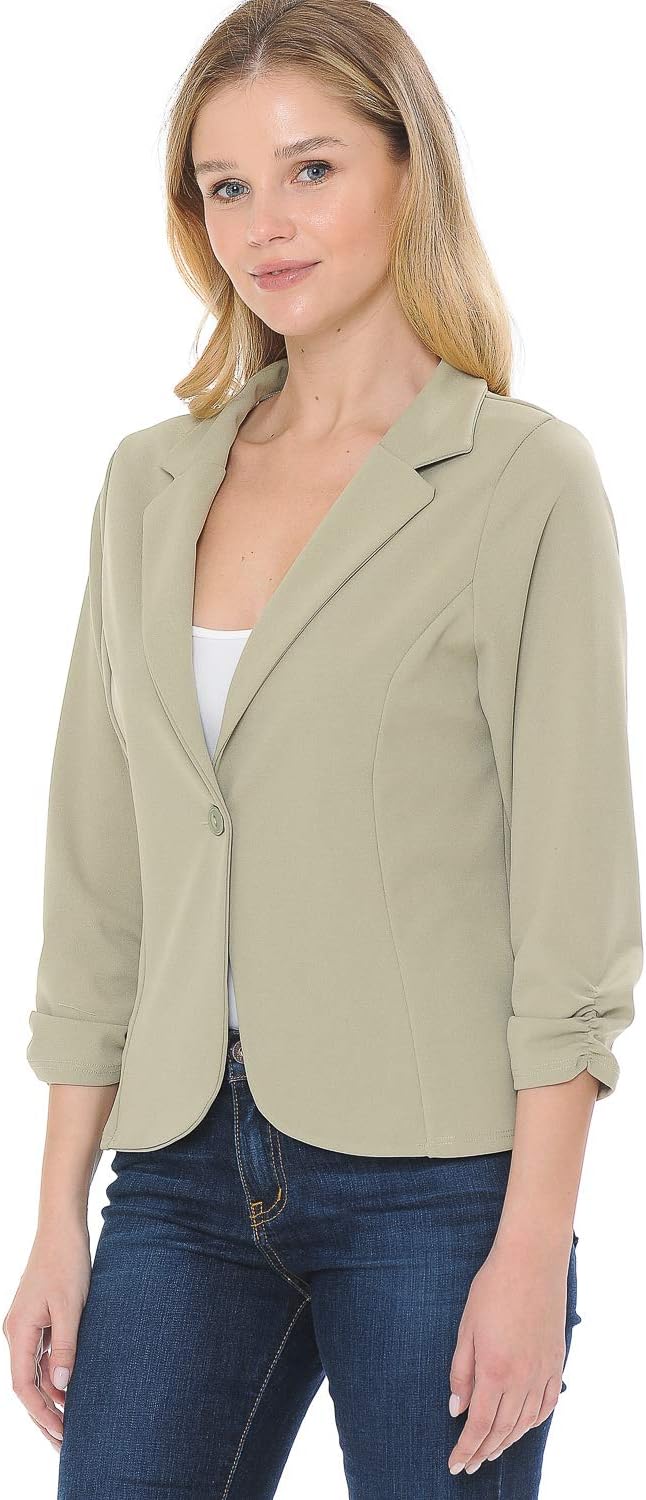 Women's 3/4 Sleeve Lightweight Casual Work Knit Blazer Jacket (S-3XL) - Image 5