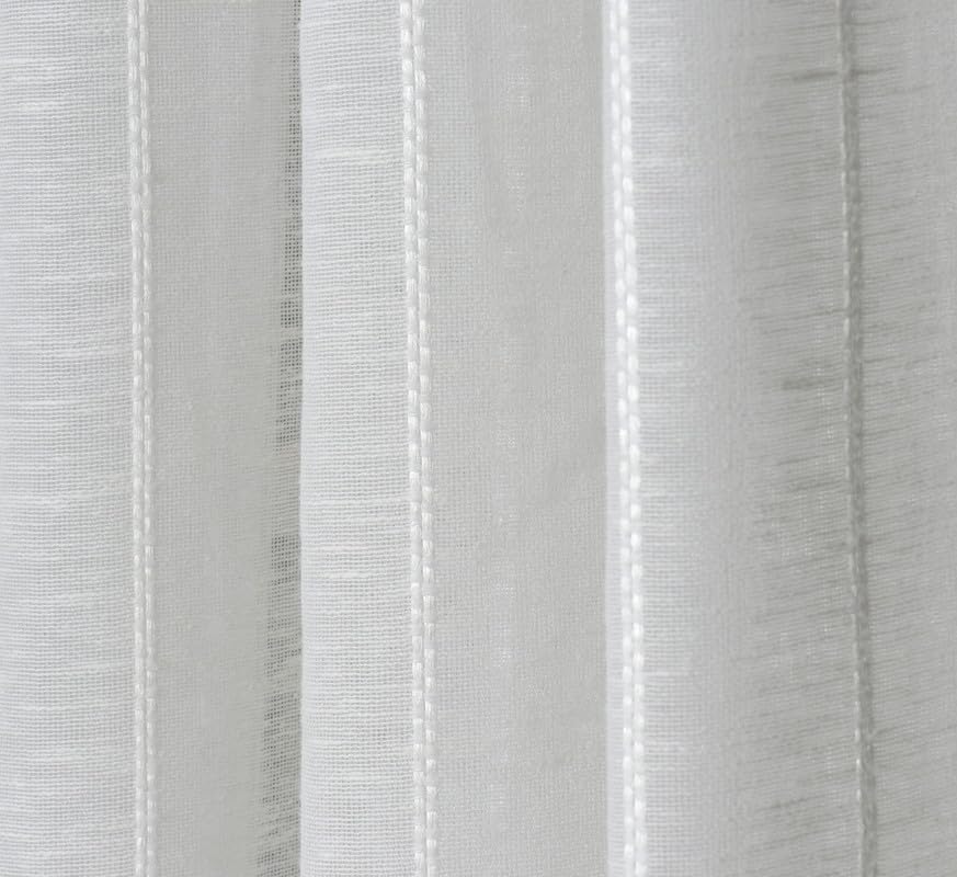 Image of Exporthub Sheer Linen Cotton Curtains for Long Door 8 Feet Set of 2, White - Light Filtering Breathable Fabric Drapes for Living Room & Bedroom (EHSPR052 84)