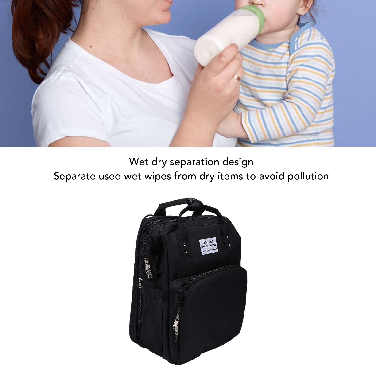 Luocute Zaino per Pannolini per Neonati, Borsa per maternità da Viaggio di Grande capacità con Porta di Ricarica USB e Tasca per Biberon Isolata, Zaino per Pannolini per Neonati per Viaggi