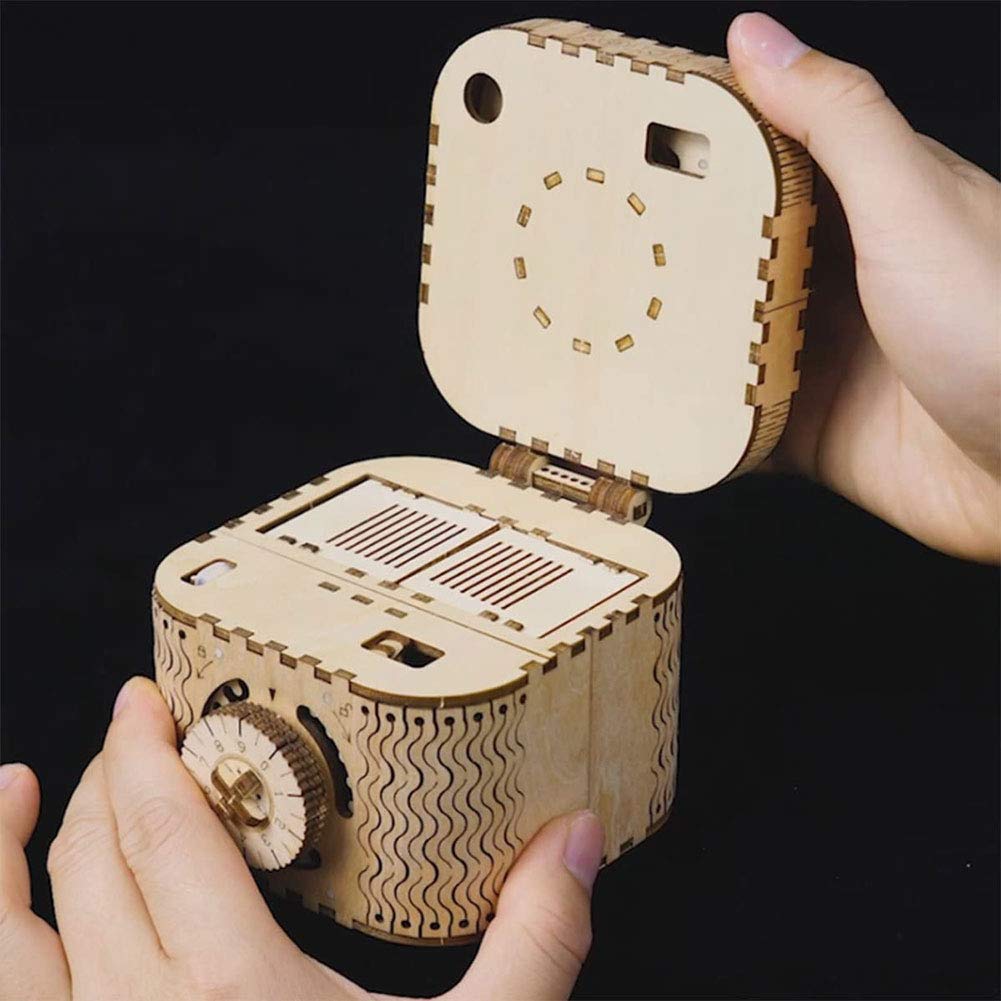 3D drewniane puzzle DIY zestawy do budowania modeli, puzzle, mechaniczna skrzynia na skarby Model DIY łamigłówka projekty dla dorosłych dzieci w wieku 14 lat