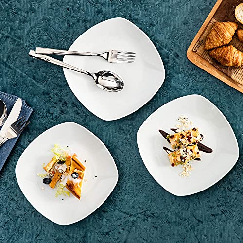 Malacasa Plates Set Of 6, Grey White Square Dessert Plates, 7.4'' Porcelain Plates Dish Set Dessert/Appetizer Plates, Serving Dinner Plates Dinnerware Set Oven Safe, Series Elisa #TOP7