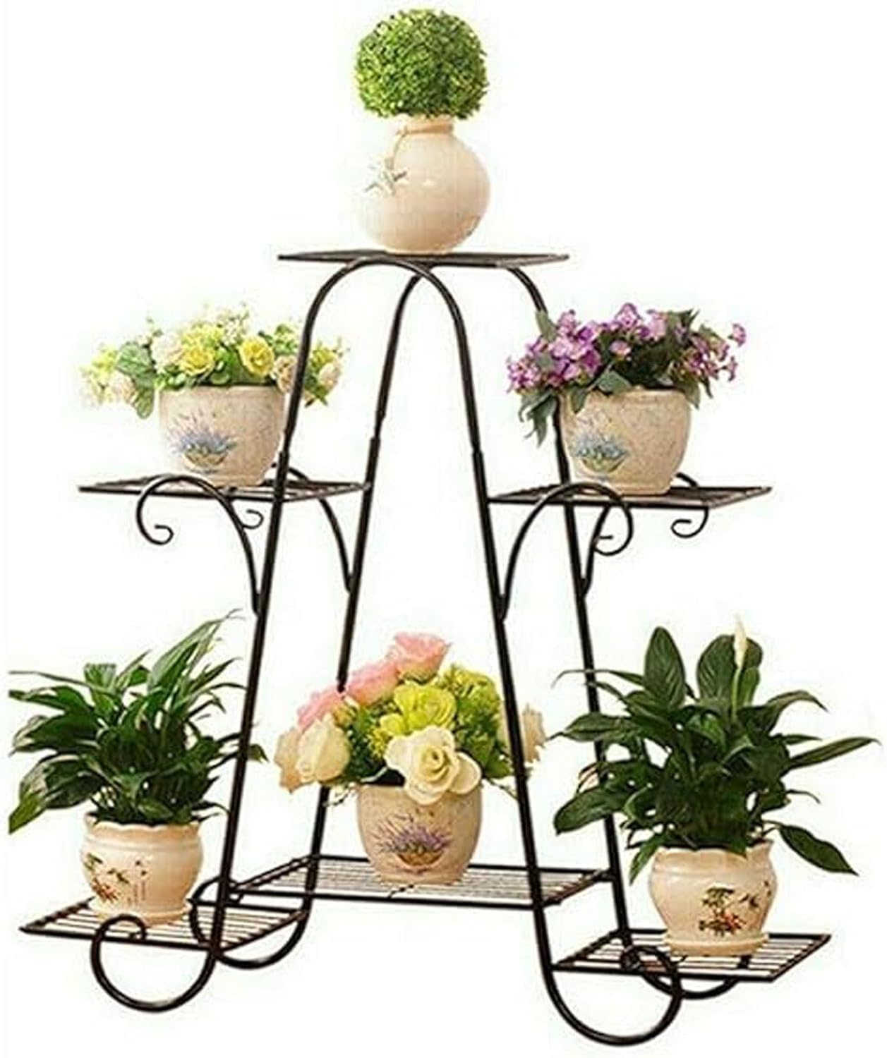 CROWN ART SHOPPEE Indoor Garden Plant Display Rack, Indoor Outdoor Home Balcony Flower Pot Stand, 6 Tiers Corner Decor Display Plant Rustproof Stand-Black (B0CJFS835D) Amazon Price History, Amazon Price Tracker