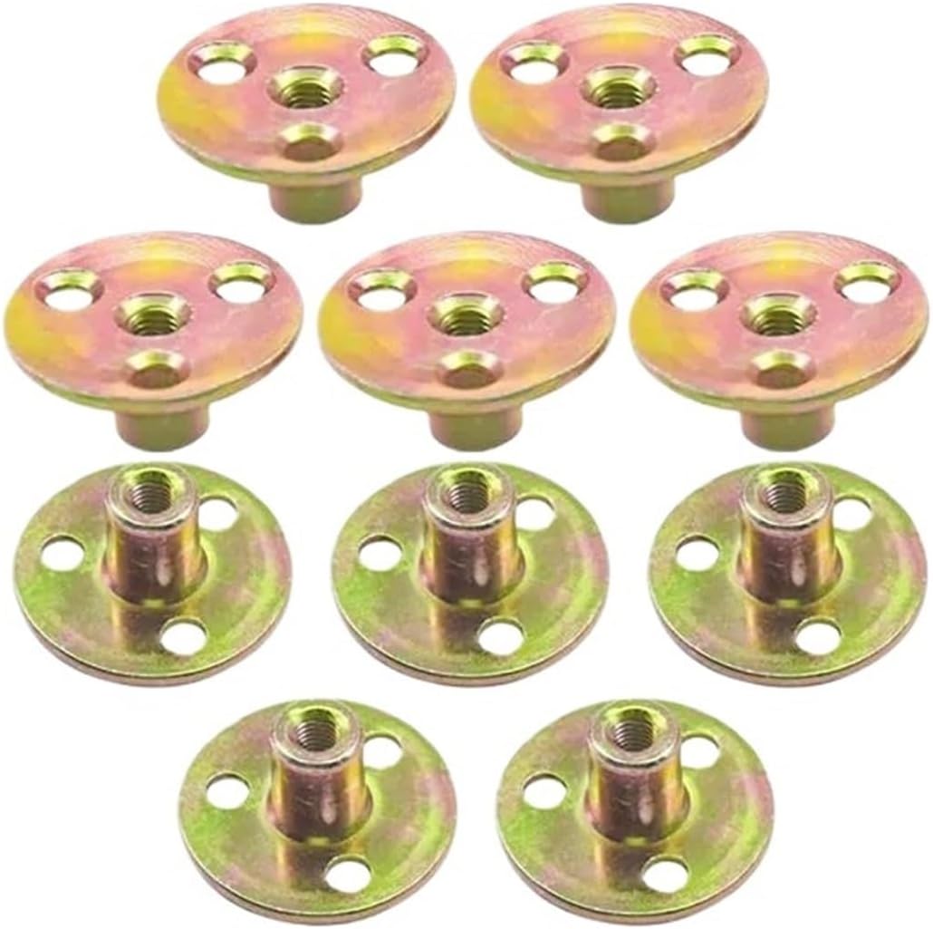 10pcs Galvanized Metal T-Nuts with Flange - Full Thread, Right-Hand Screws Hardware Accessories