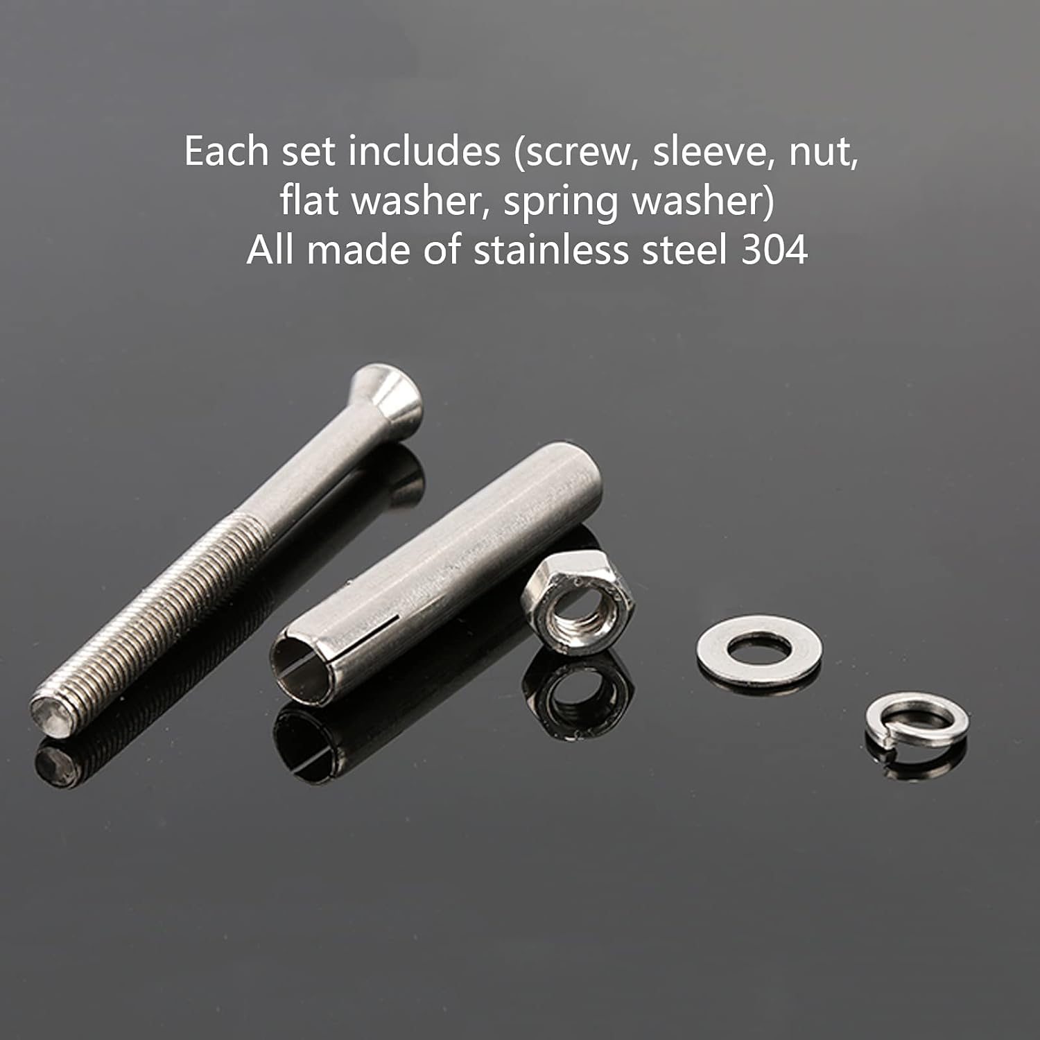 Expansion Bolt,Stainless Expansion Bolts, 304 Stainless Steel Expansion Bolt 5 Pcs M14/M16,(M14x100mm)
