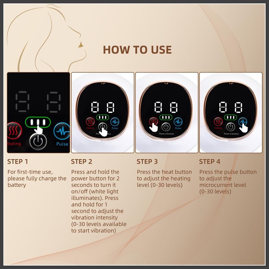 Lymphatic Drainage Massager, Cellulite Massage Tool Helps Reduce Stretch Marks & Cellulite Remover, for Belly, Legs, Arms, 30 Levels Microcurrent, Red Light, Heat and Vibration Body Engraving Machine - Image 6