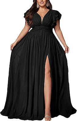 Women's Plus Size Bridesmaid Dresses Chiffon Wedding Guest Summer Maxi Dress Elegant Prom Evening Party Cocktail Gown