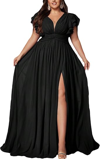 Womens Plus Size Bridesmaid Dresses Chiffon Wedding Guest Summer Maxi Dress Elegant Prom Evening Party Cocktail Gown