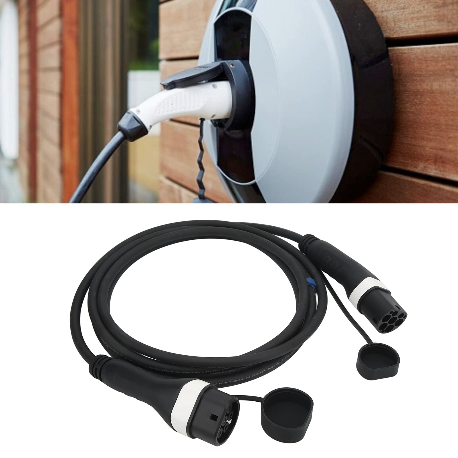 Aramox Kabel ładujący Typu 2, Przenośna Wtyczka z ABS TPU miedź Srebrna, 16 A 3,6 KW 5 M do Pojazdów Elektrycznych Typu 2 Podróżujących w Domu, IP65, 14°F do 52°F