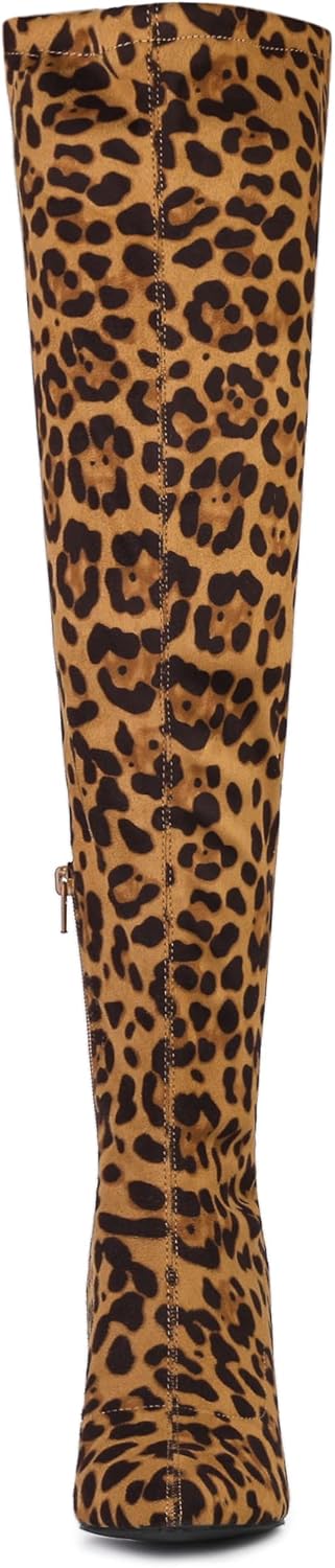 Allegra K Women's Stiletto Heels Thigh High Over the Leopard Knee High Boots 6 M US - Image 3