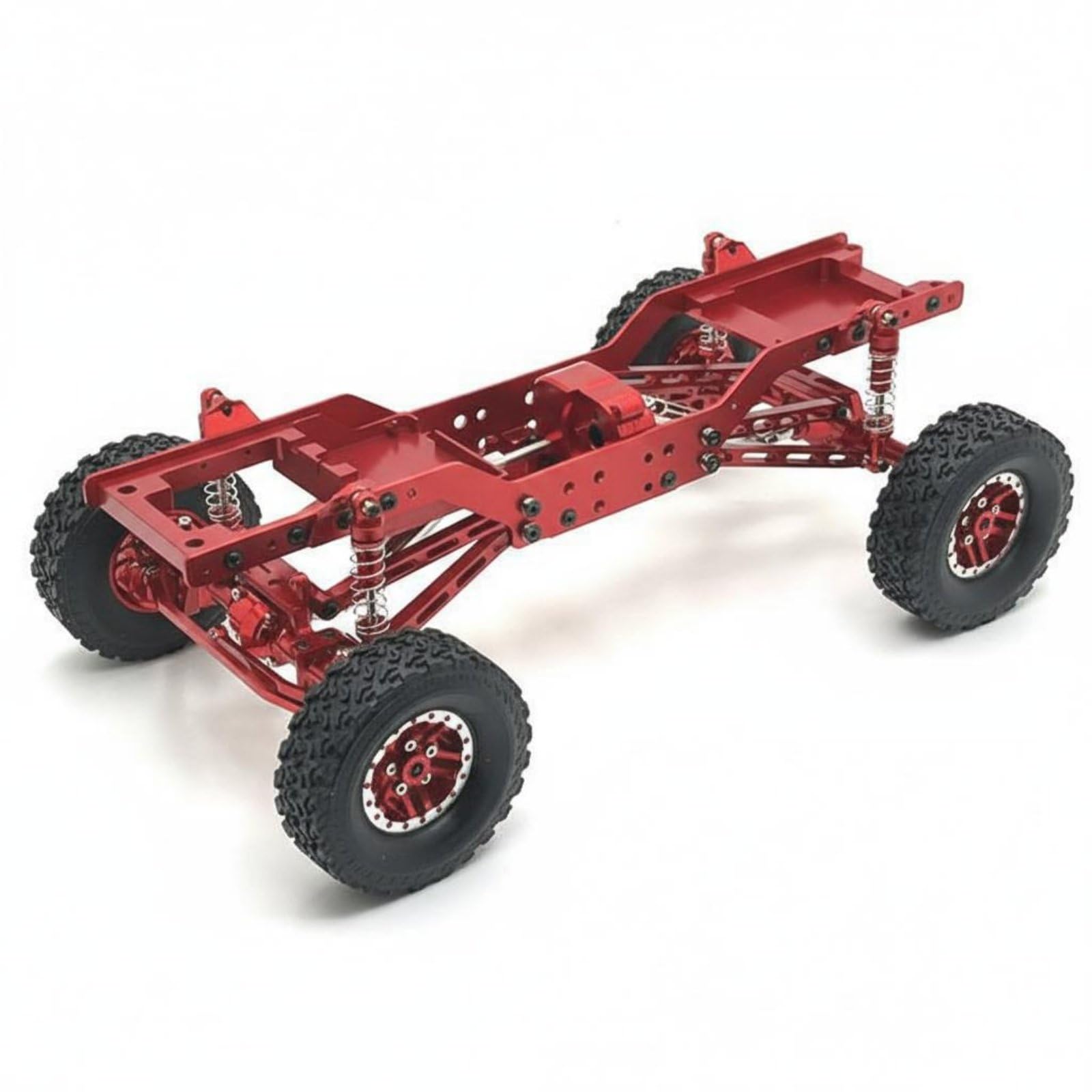 Telaio Auto Elettrica RC Telaio Crawler Telaio Telaio Metallo con Rialzati Ingranaggi in Ghisa E Ammortizzatori Inclusi Adatto per Costruzioni Personalizzate E Percorsi Rocciosi, Rosso