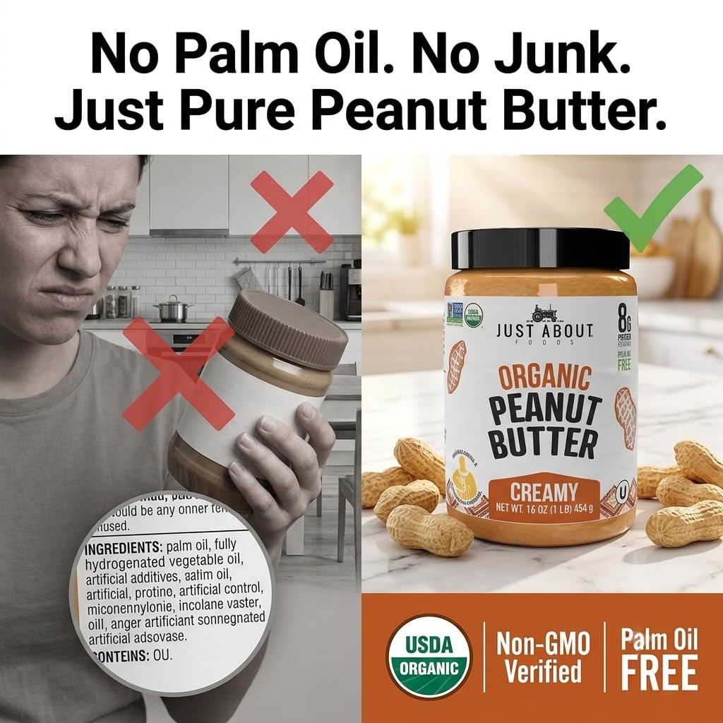 Just About Peanut Butter Creamy Org - No Sugar - 16 OZ (2-Pack) image 5