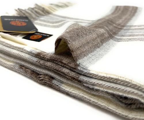 Vista 18 de Manta de alpaca a cuadros escoceses 100% lana de alpaca bebé en tonos naturales 6.6 pies de largo x 4.25 pies de ancho hipoalergénica, suave