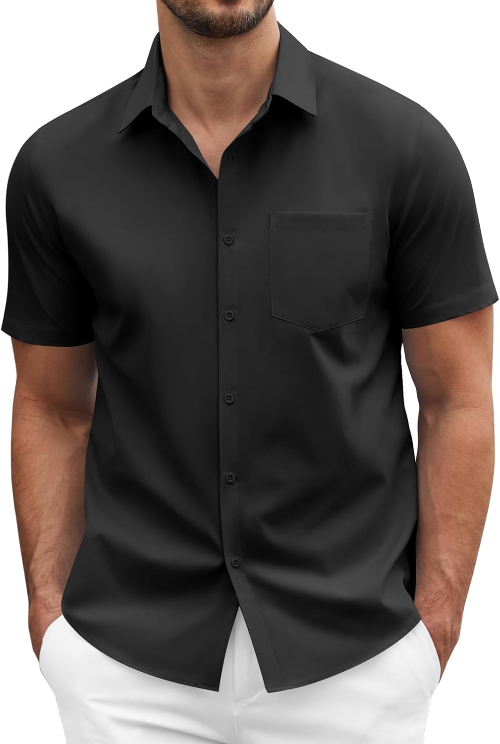 COOFANDY Men’s Short Sleeve Casual Button Down Shirt Business Untucked Dress Shirts with Pocket COOFANDY Men’s Short Sleeve Casual Button Down Shirt Business Untucked Dress Shirts with Pocket