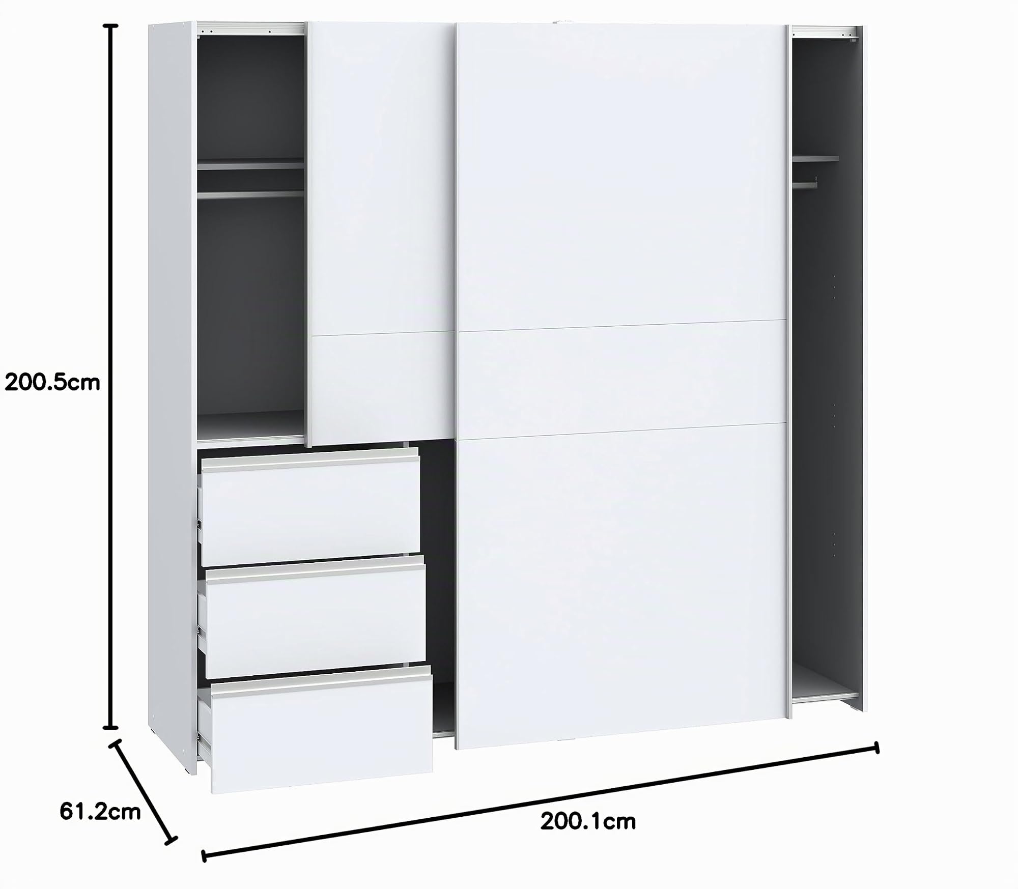 Forte Winn 2 Armario de Madera Blanco, 200,1 x 200,5 x 61,2 cm