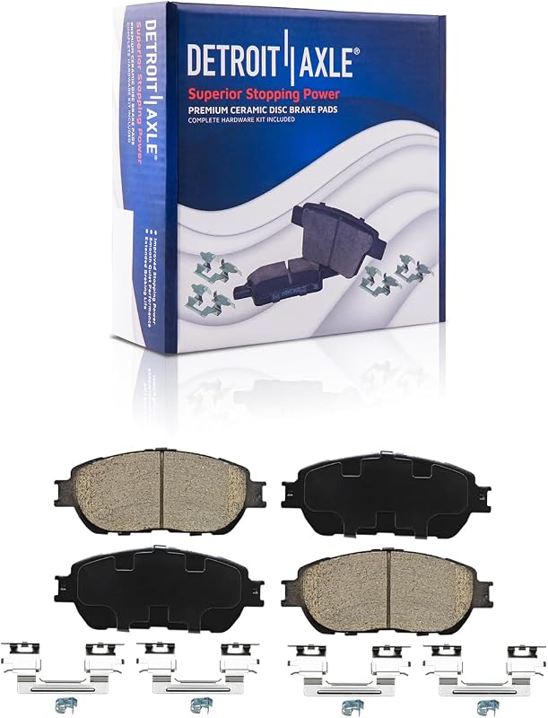 Pastilhas de freio dianteiras cerâmicas Detroit Axle para Toyota Avalon, Camry, Sienna, Solara e Tacoma – 2 unidades