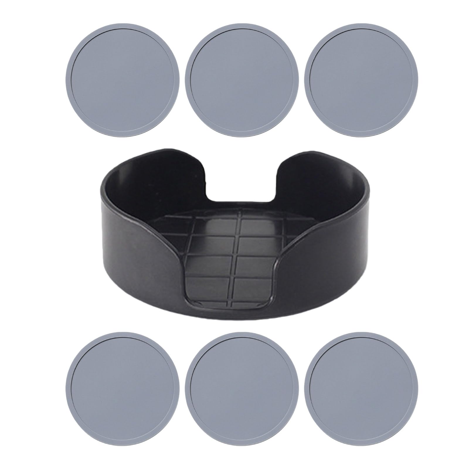 6Pcs Nonslip Silicone Round Drink Coasters with Holder Prevents Cup Slipping Ensures Safe on Tables Reduces Accidents Round Silicone