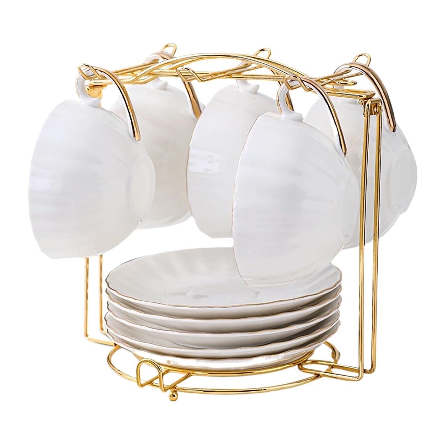 CVdrtyED Mug Shelf Organiser Tea Cups Holder Metal Coffee Rack Foldable Organizer Spoon Saucers Storage