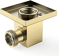 Vista 3 de Codo de suministro montado en la pared - Codo de suministro de pared cuadrado de latón macizo con válvula de retención (cuadrado, oro cepillado)