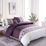 MAQUE Housse de Couette 240 x 260 Violet Parure de Lit 2 Personnes en Microfibre modèle Housse Couette 240x260 avec Fermeture Éclair et 2 Taies d'oreiller 65x65