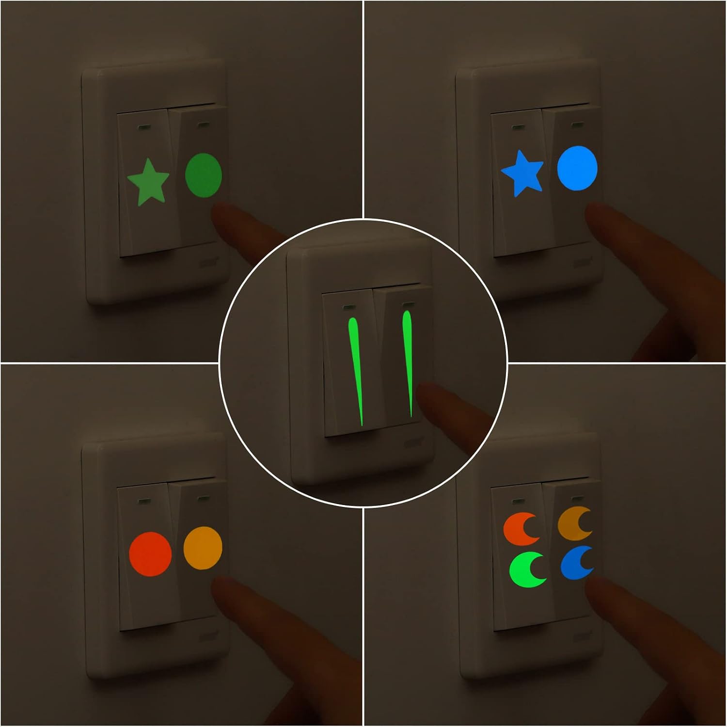 MECCANIXITY Glow in The Dark Tape Dots,0.2" 0.4" 0.6" 407 Dots Sticker Orange for Walls Parties Marking Decorations
