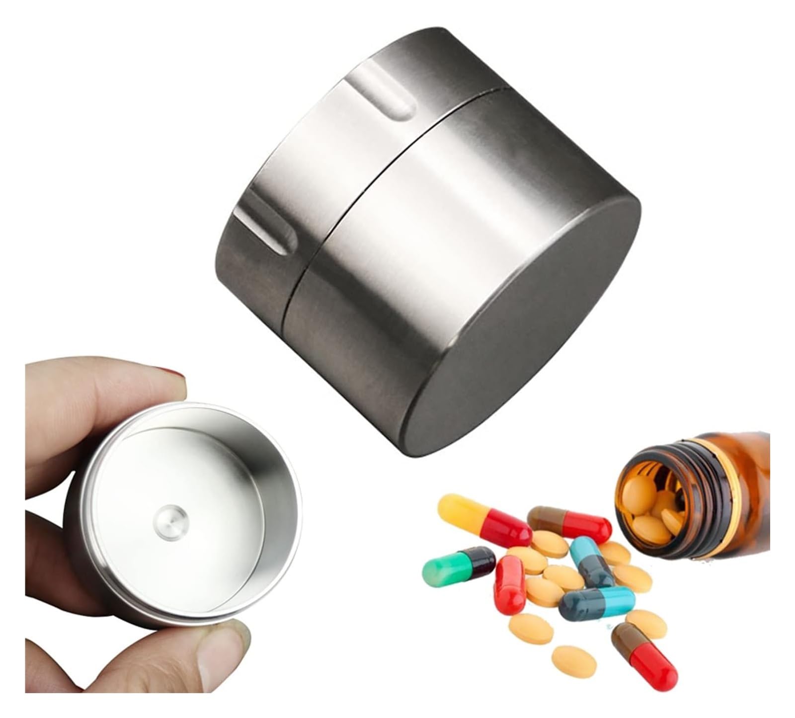 Pill dispenser Pastillero de Metal de titanio, pastillero de viaje portátil, pastillero impermeable grande, for bolsillo for acampar al aire libre (Size : Large)
