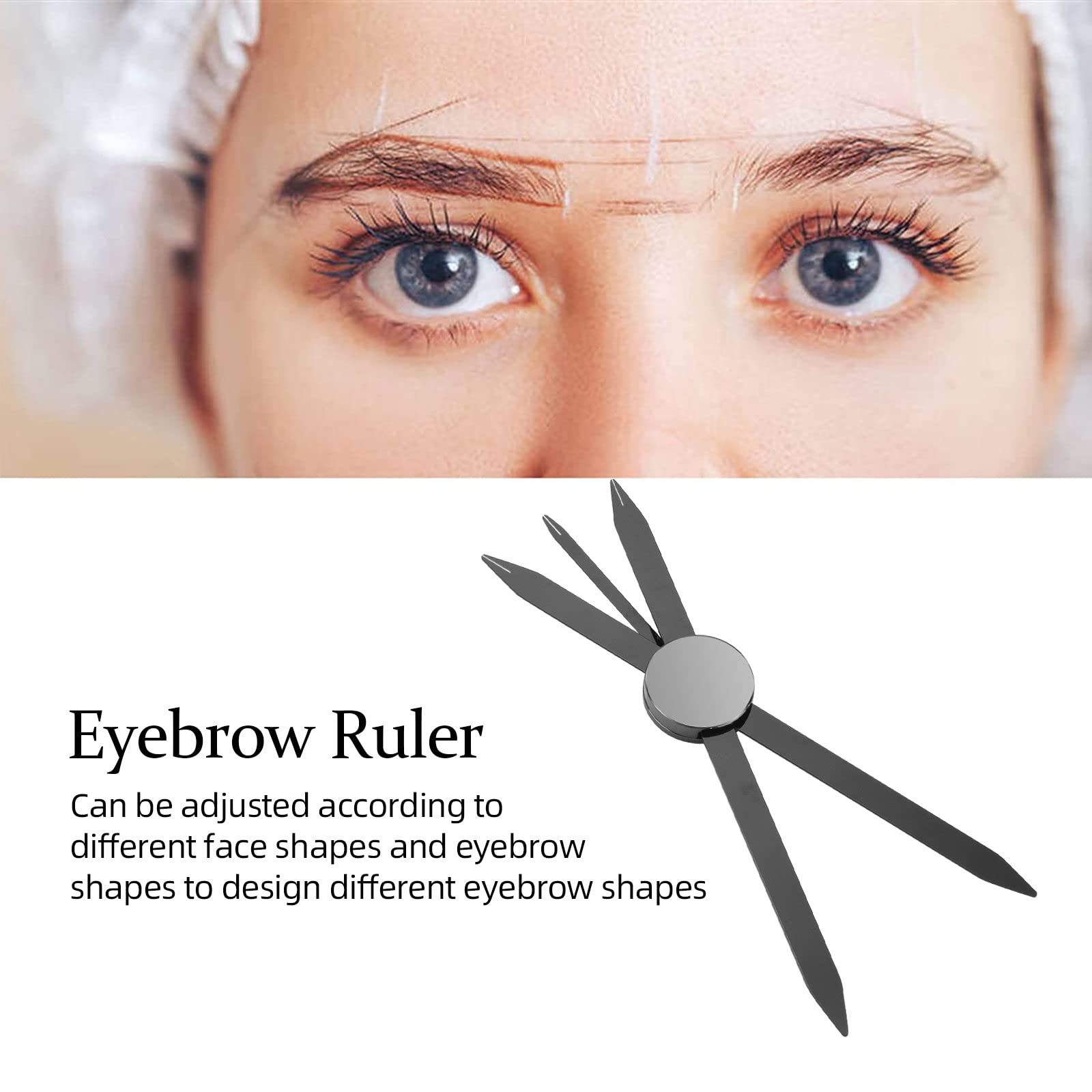 zalati Eyebrow Ruler Stainless Steel Tattoo Eyebrow Stencil Ruler Three-Point Positioning for Measuring Symmetrical Tool - Black - Image 3