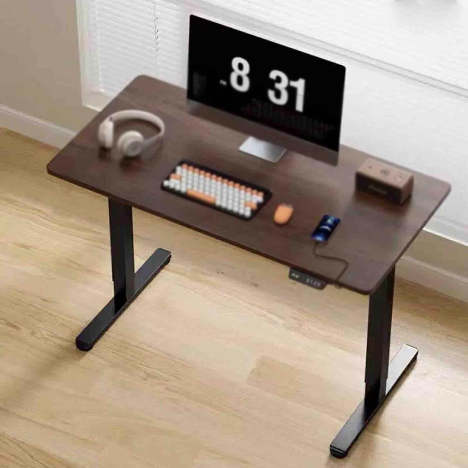 Składane biurko komputerowe, inteligentny, elektryczny stół podnoszony, stojące biurko w domu Biurko komputerowe Biurko do nauki z ładowaniem USB (D)