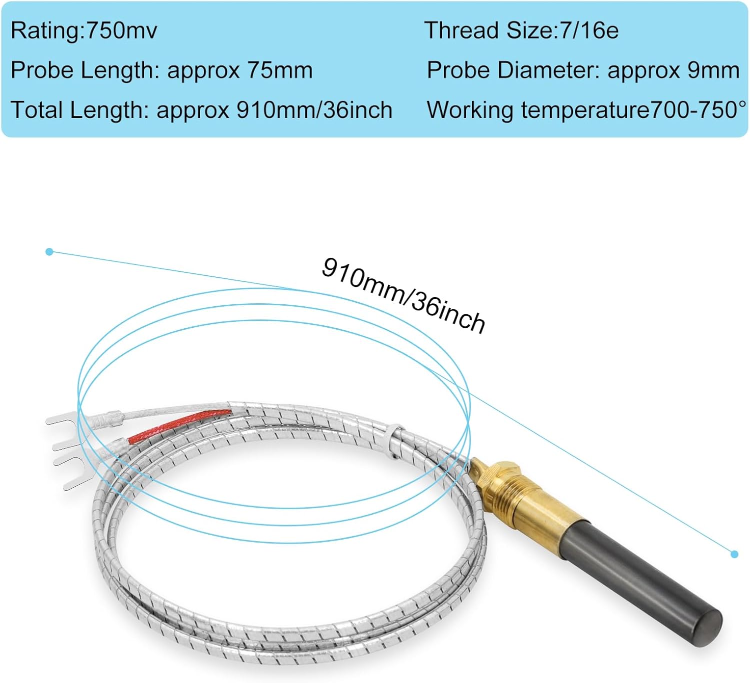 5PACK 36" 750mv Thermopile Generator for Anets - Gas Fireplace, Water Heater, Gas Fryer - Replacement Part Number Q313A 60125501 60J79 60J7901 H5882 R942 R1054 2103-512 1950-001 071515 53374 7533113