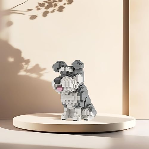 Miniatura 5 de Larcele Mini bloques de construcción conjunto de animales, ladrillos de juguete de construcción micro 3D DIY, 934 piezas KLJM-05 (Schnauzer)