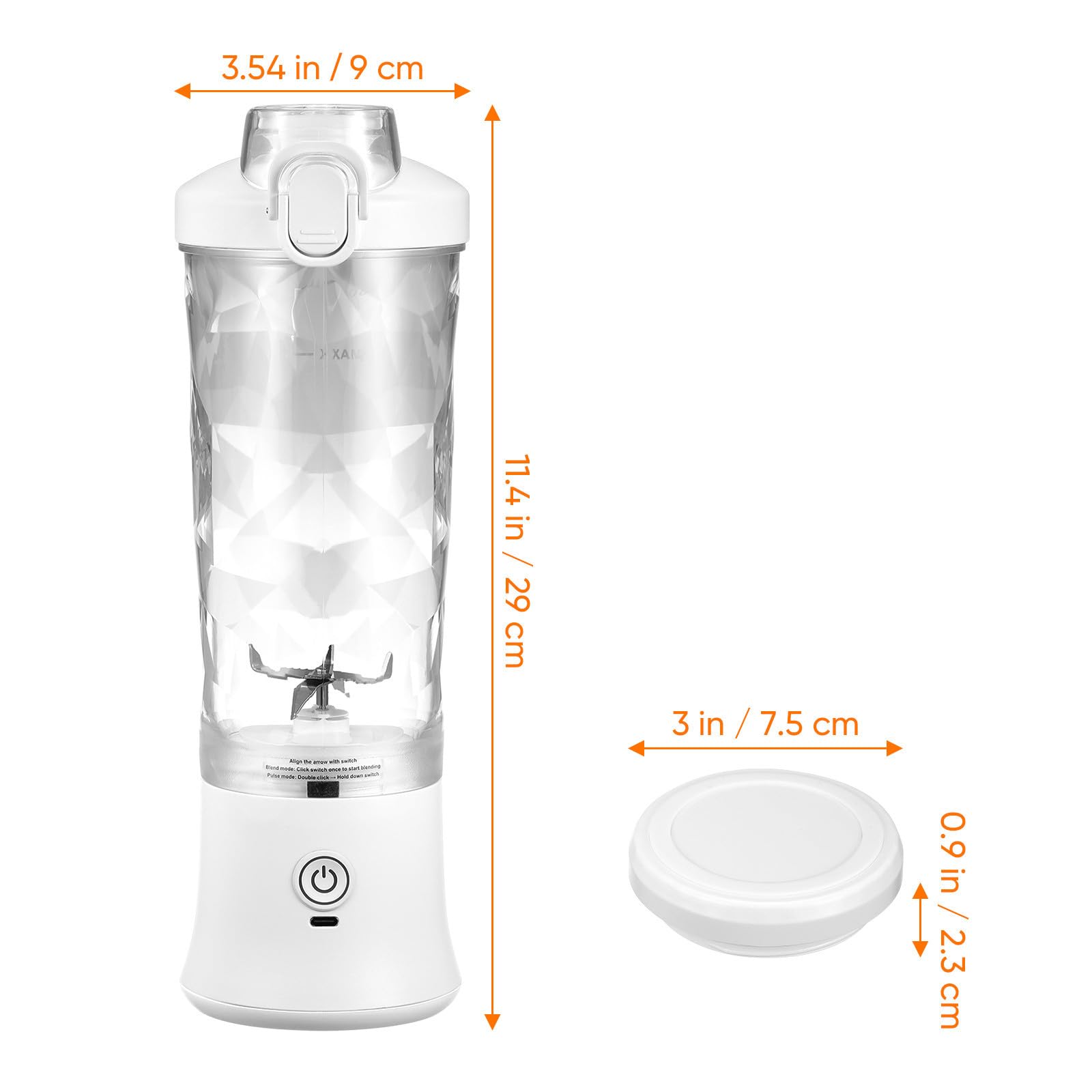 Uonlytech Tragbarer Wiederaufladbarer Entsafter 600ml mit PC Material Leicht und Modern für Frischen Saft Unterwegs und Einfache Bedienung