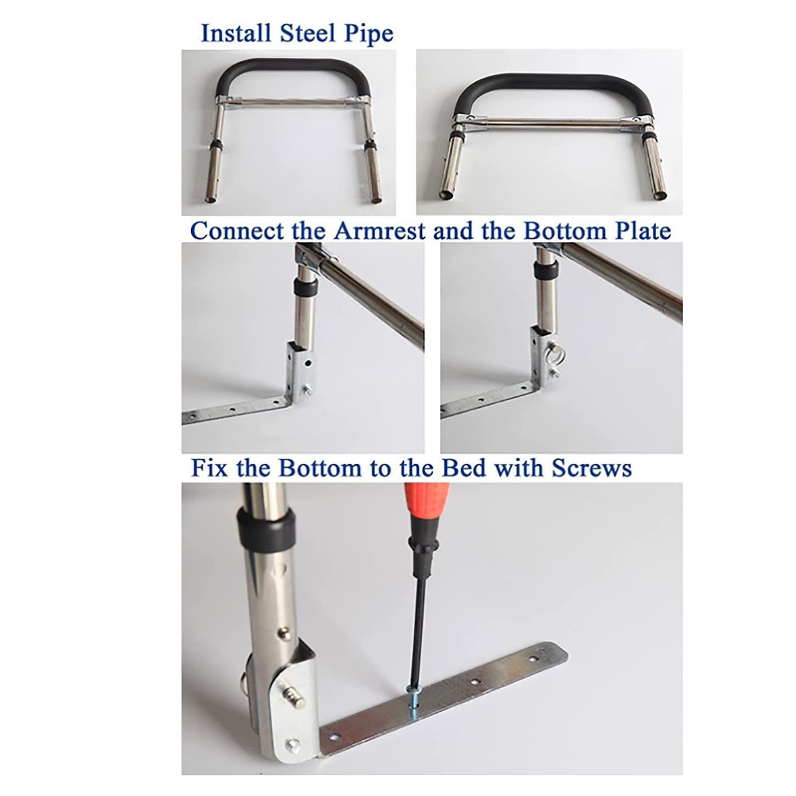 Barandillas de Seguridad, Barandilla de Cama Plegable for levantarse y acostarse con Altura Ajustable