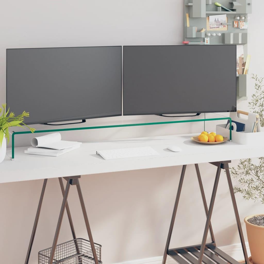 Stolik pod telewizor / podwyższenie ekranu szklany przezroczysty regał pod telewizor szafka pod telewizor szafka wisząca stolik konsolowy z szufladami 110 x 30 x 13 cm