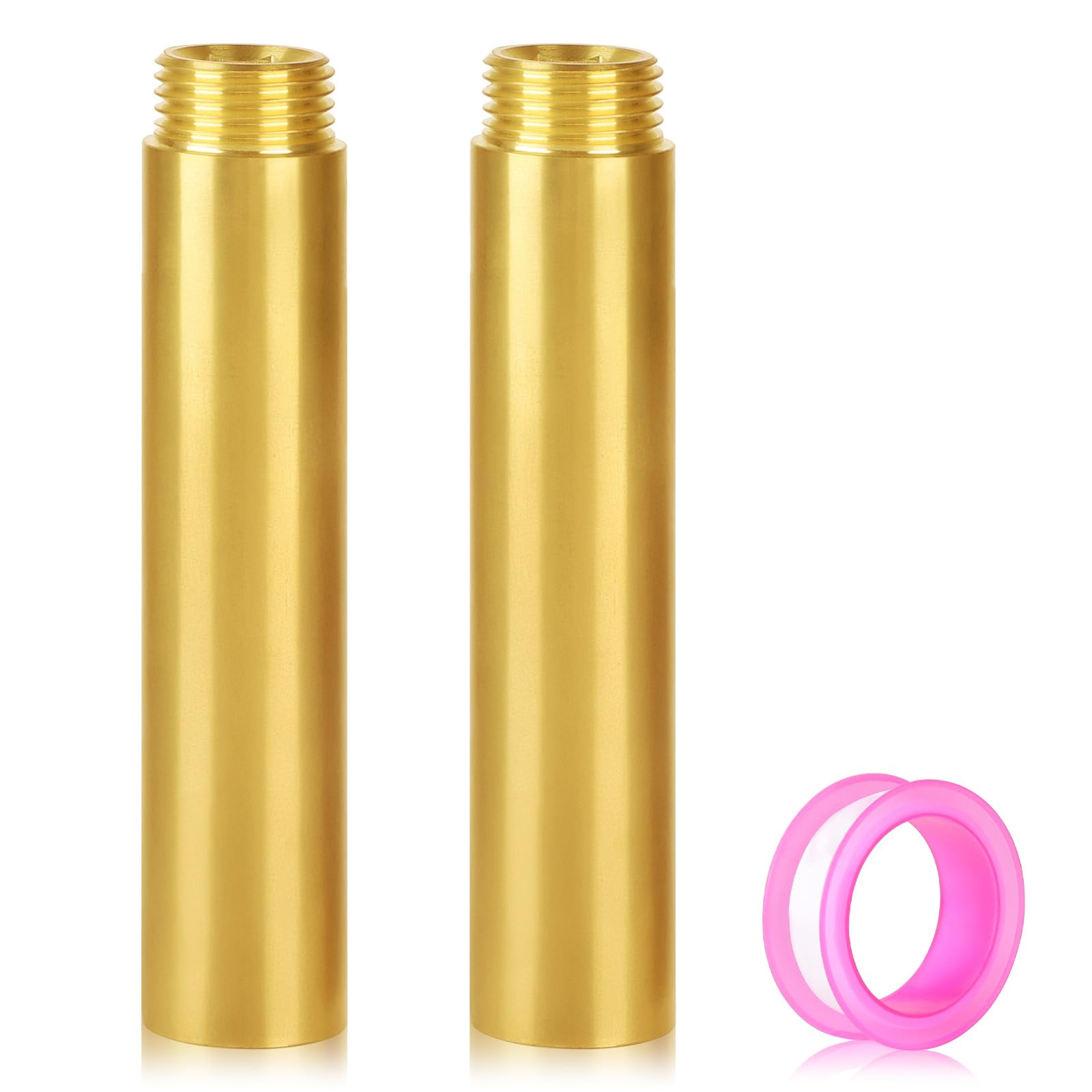 LALAGO 2 Pièces 1/2'' x 100 mm Rallonges de Robinet Fitting en Laiton, Raccord d'Extension DN15, Laiton Rallonge Filetée IG x AG pour Installation de Chauffage et d'Eau Potable