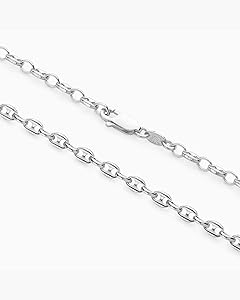 JAXXON Mens Chain Necklace - 3mm Silver Mariner Chain