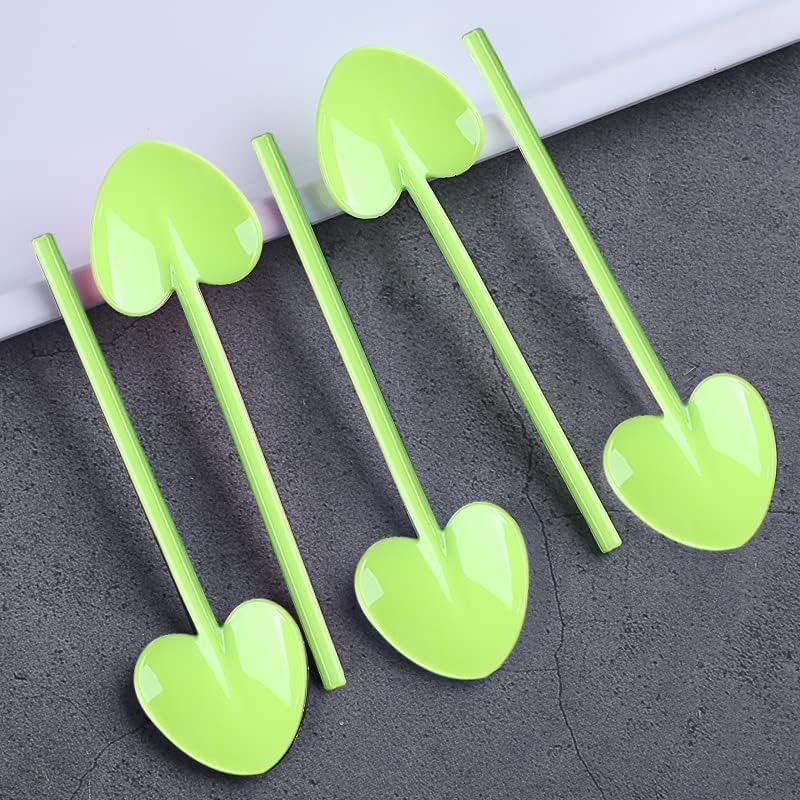 Miniatura 4 de Cucharas de degustación de plástico, cucharas de plástico, cuchara de helado desechable, cuchara de postre, 4.1 pulgadas, 100 piezas, verde.