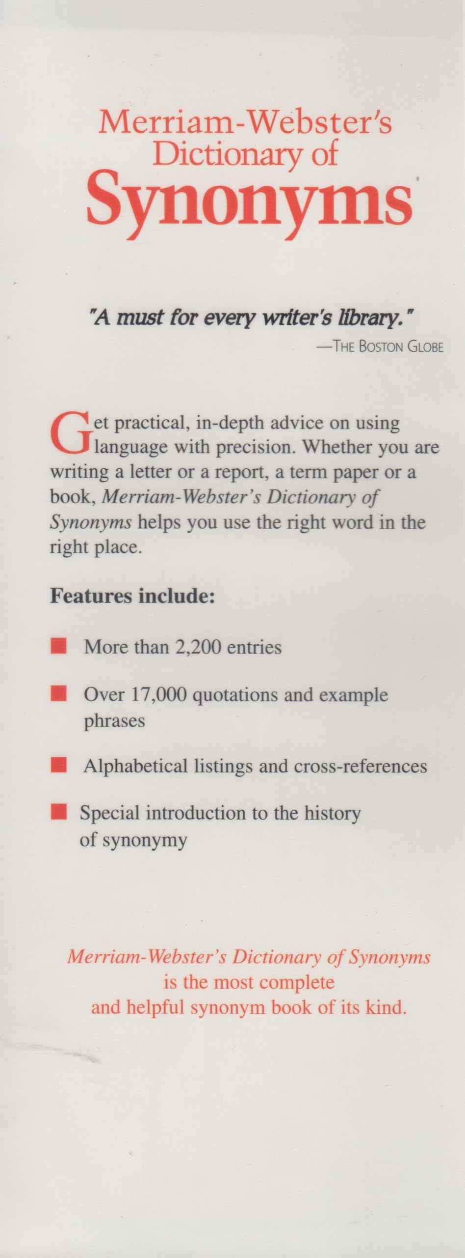 Webster's New Dictionary of Synonyms: A Dictionary of Discriminated Synonyms with Antonyms and Analogous and Contrasted Words