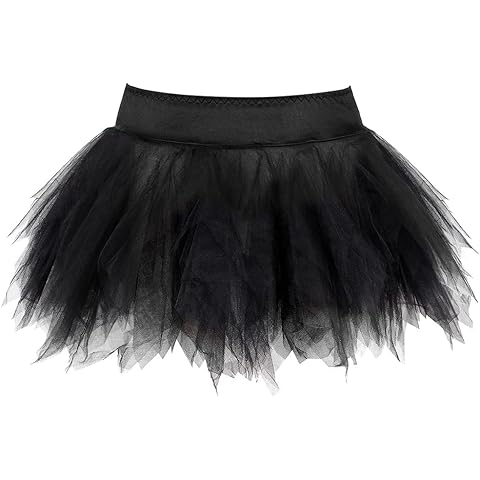 ADELCE Plus Size Steampunk Skirt for Women Tulle Multi Layered Outfits Party Cosplay Costume Black 2XL Cover