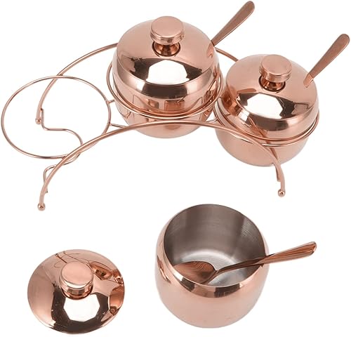 Miniatura 3 de Haofy Tarro de condimentos, juego de tarros de condimentos, tarro de azúcar con tapa y cuchara, botellas de condimentos de cocina con estante de