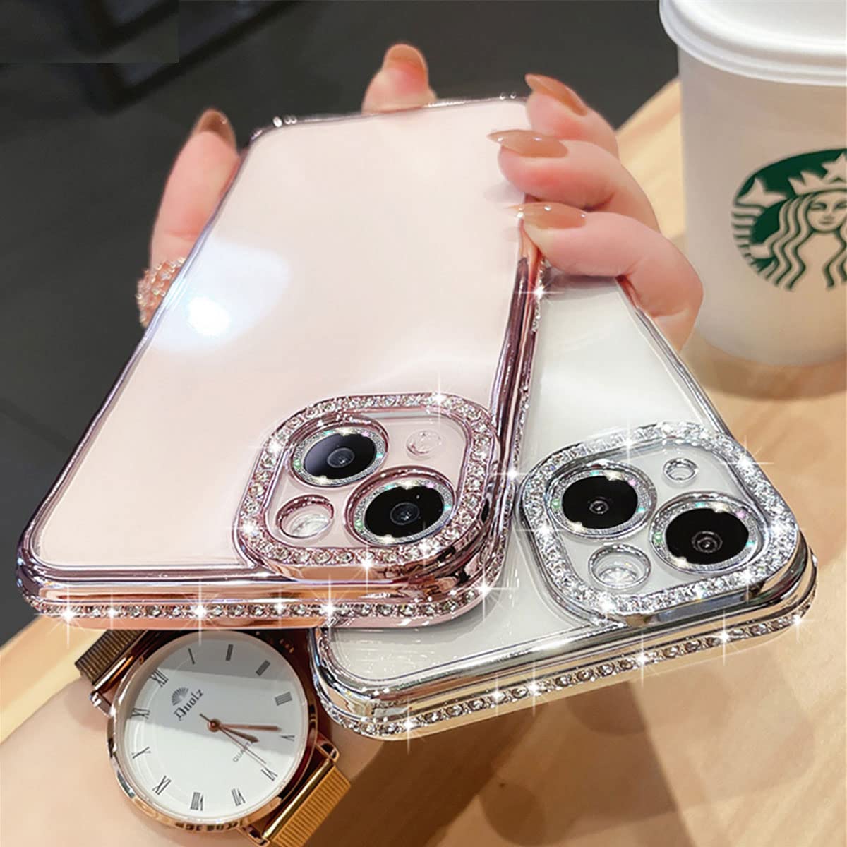 AuroiCCY Capa para iPhone 16 Pro, capa feminina fofa transparente