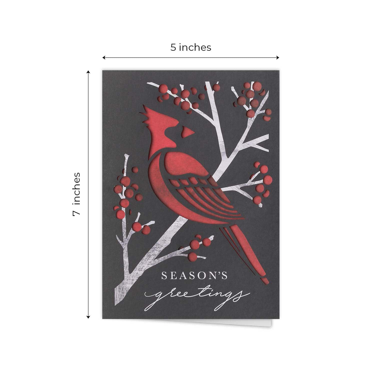 Masterpiece Auffällige Kardinal-Weihnachtskarten, 10 Stück, lasergeschnittene rote Weihnachtskarten mit passenden Umschlägen, gefaltet, Wintergrußkarte mit Innentext, 12,7 x 17,8 cm